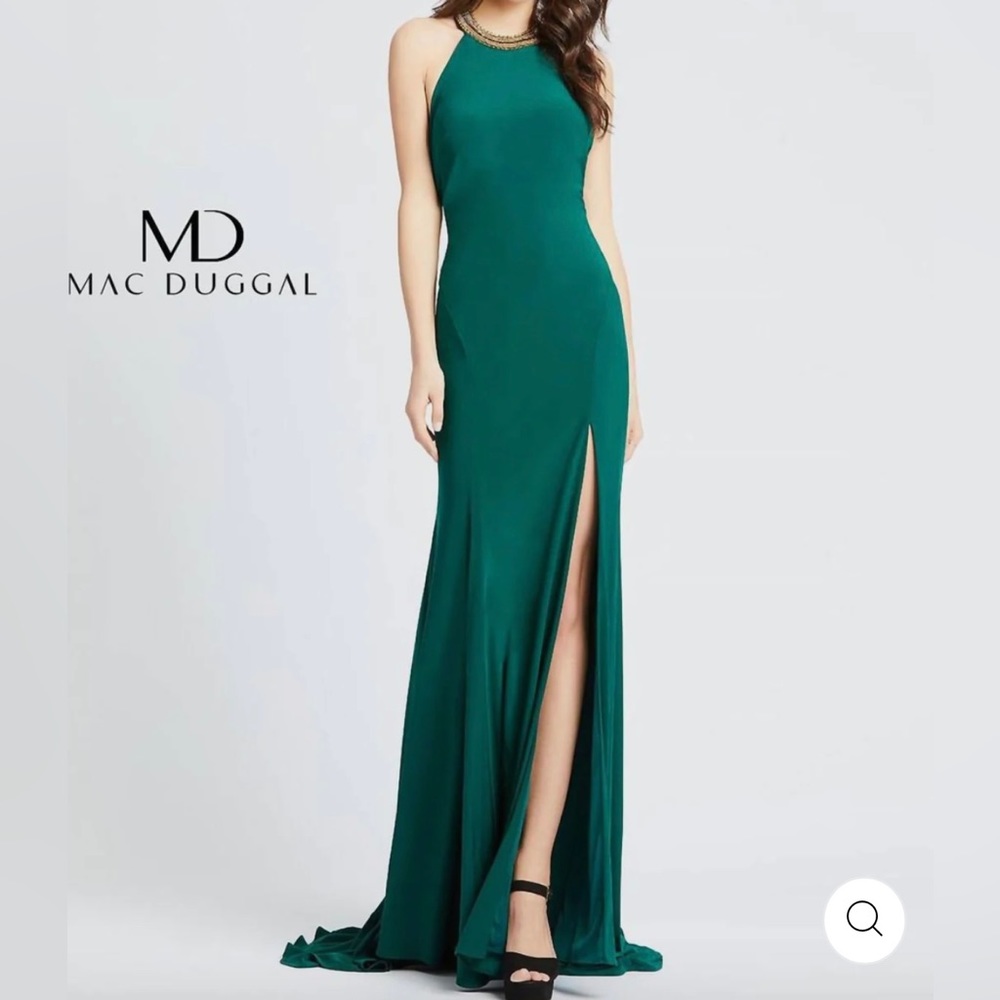 Mac Duggal Green Backless Dress